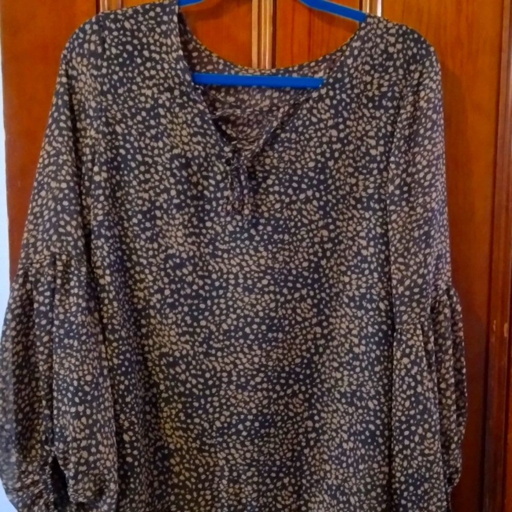 Animal Print Tie-Front Blouse